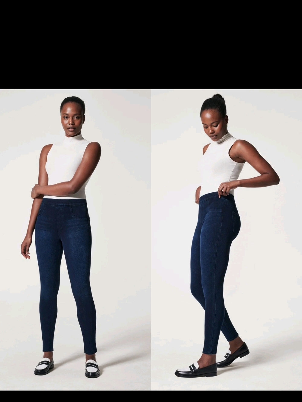 SPANX Dark Blue High-Waist Knit Pants Jean-ish Large